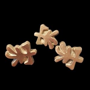 Vintage lot of 3 Chinese letter brass knobs drawer pulls made in Hong Kong